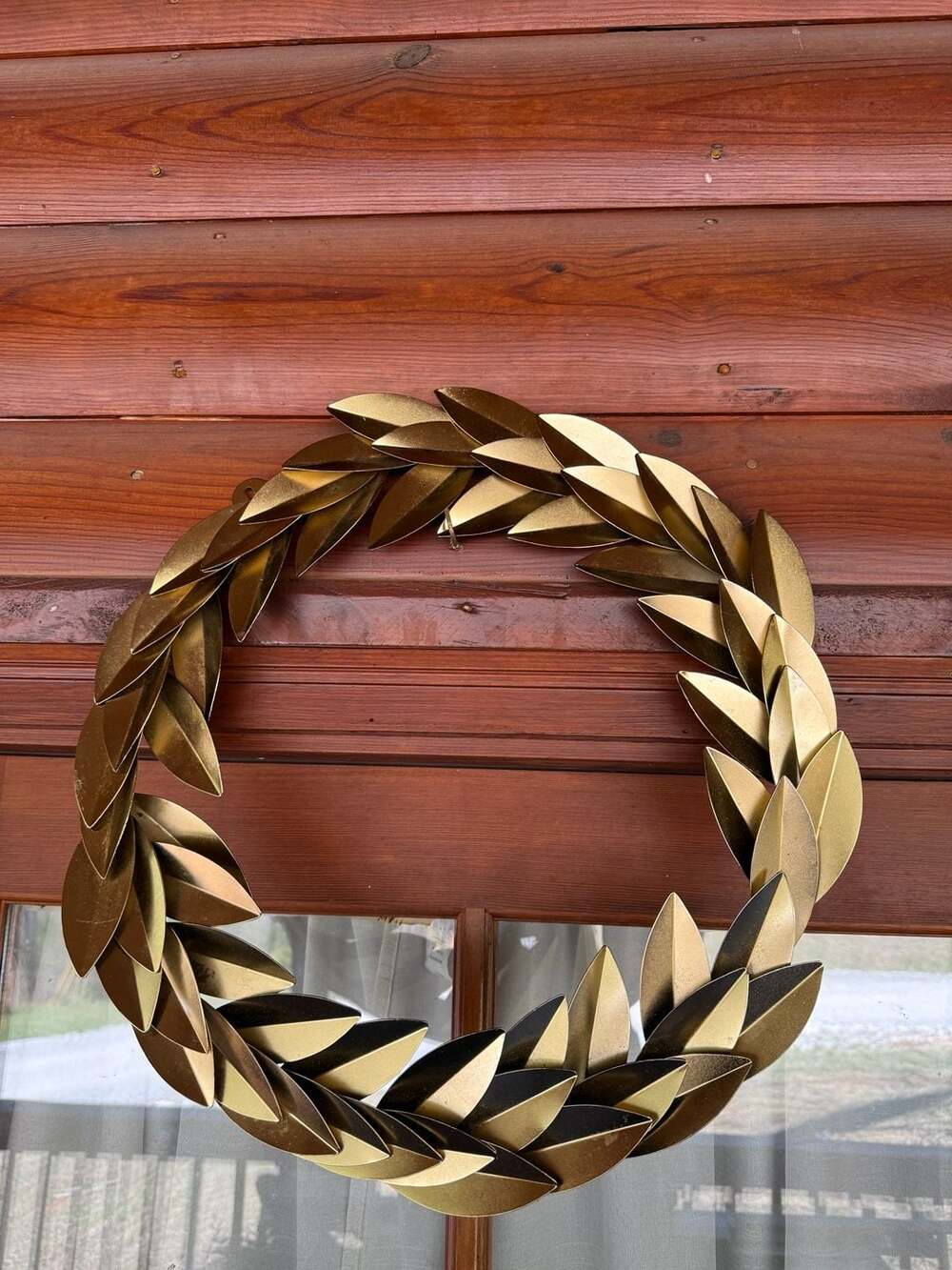 Restoration Hardware Brass Laurel Leaf Wreath, Medium